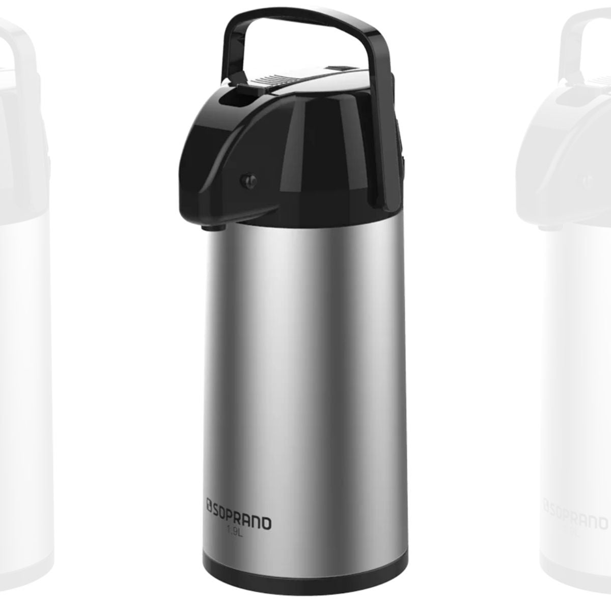 Garrafa Térmica Exclusiva 1,9 Litros Inox e preto Soprano