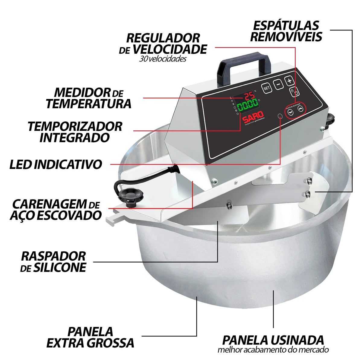 Panela De Brigadeiro Elétrica Automática 21 Litros Saro PA21