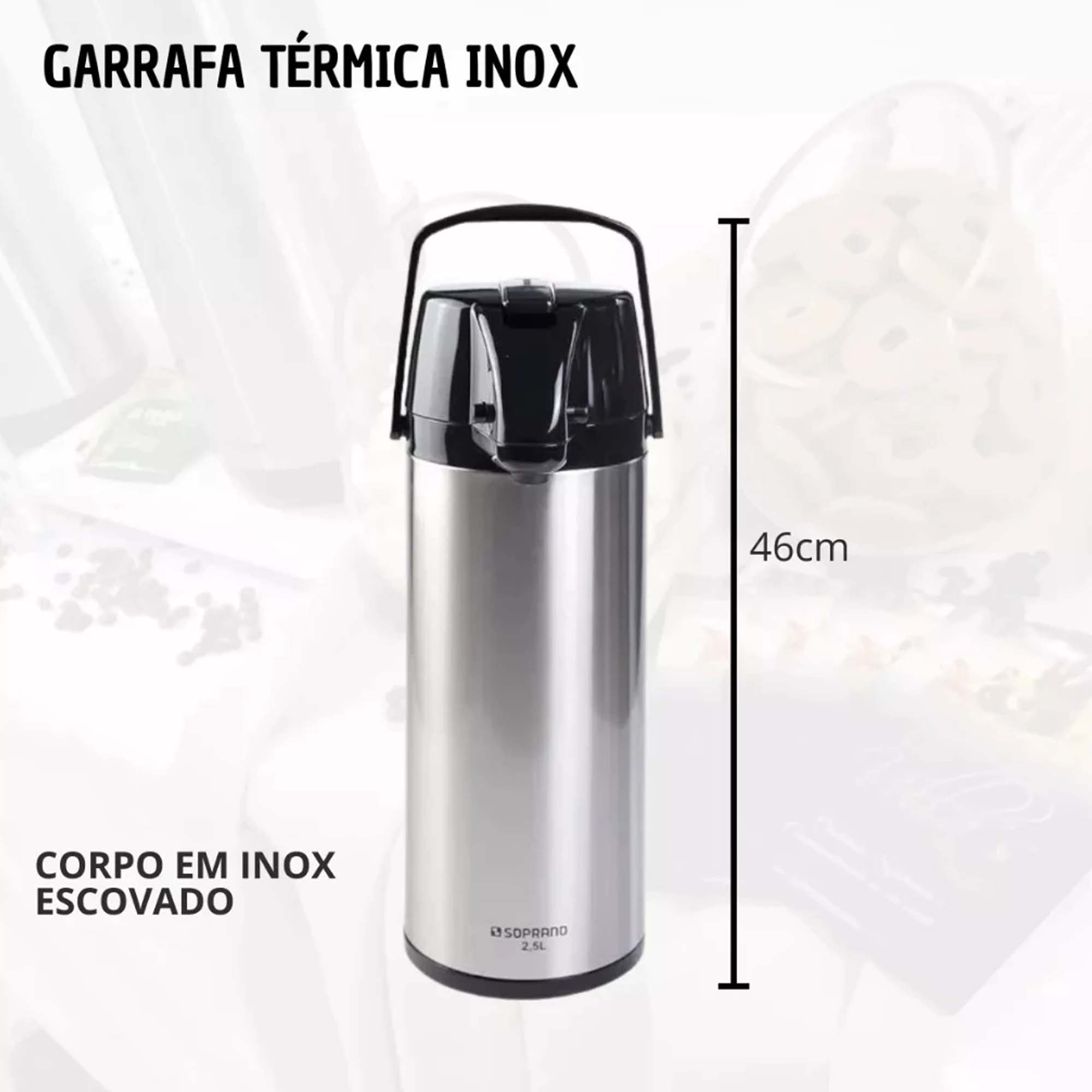 Garrafa Térmica Inox 2,5 Litros Exclusiva Café Soprano