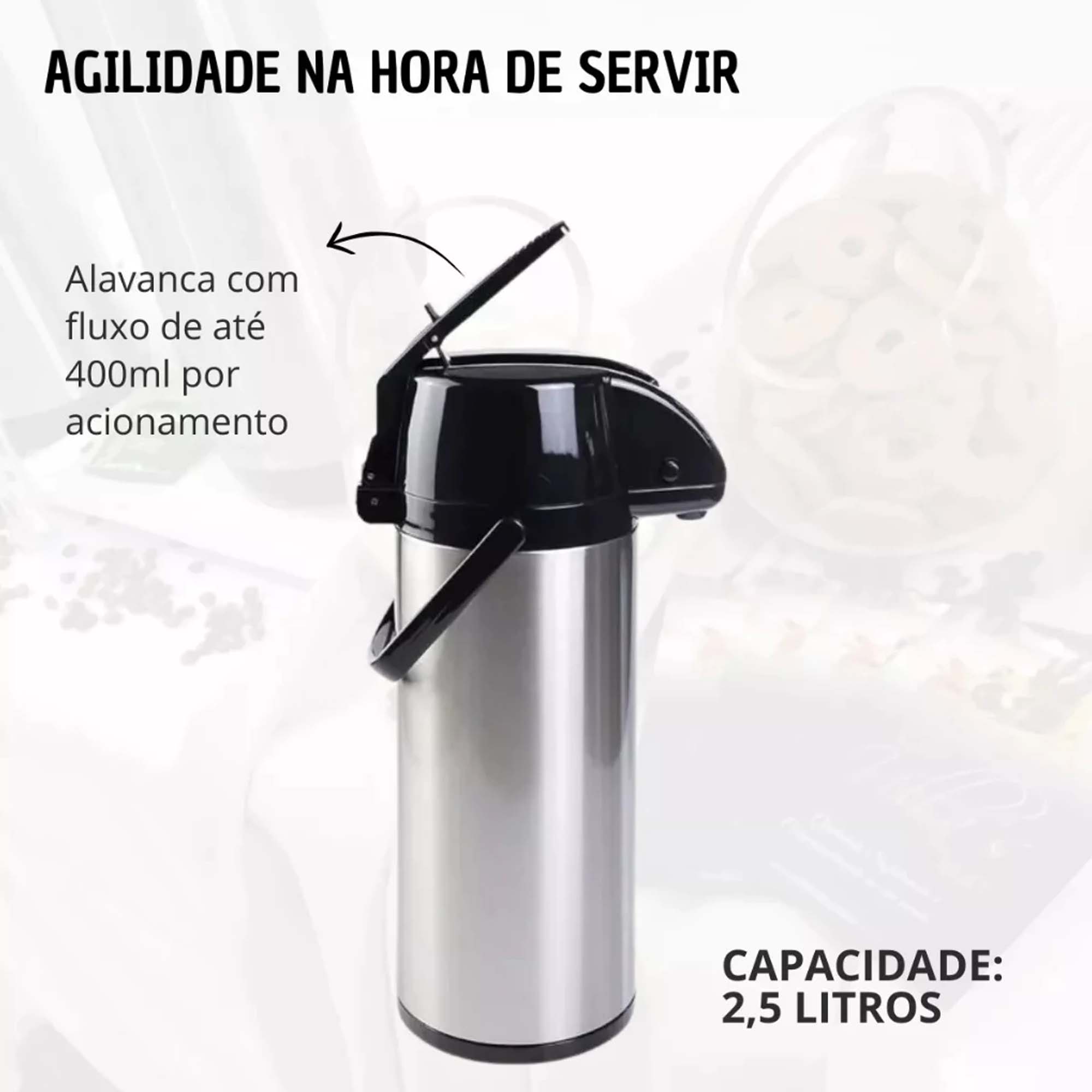 Garrafa Térmica Inox 2,5 Litros Exclusiva Café Soprano