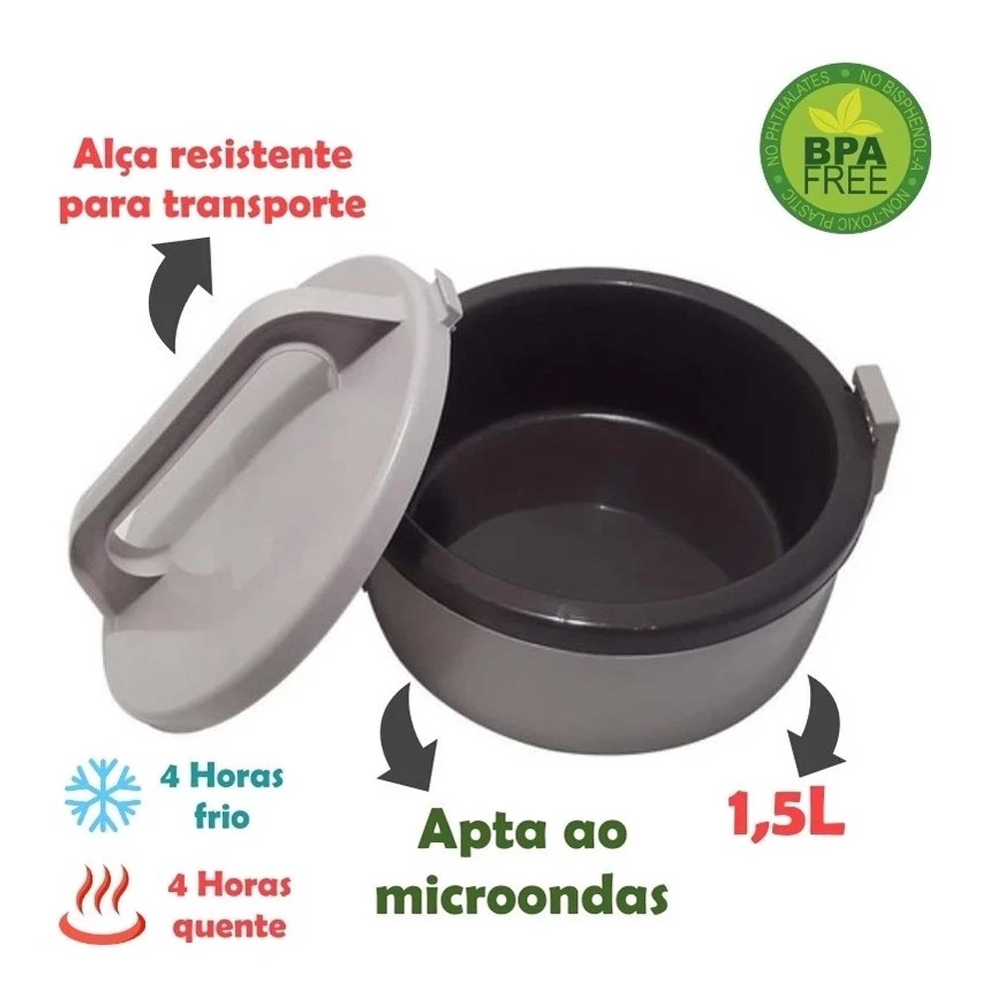 Marmita Termica Alça 1,5L Preto Soprano