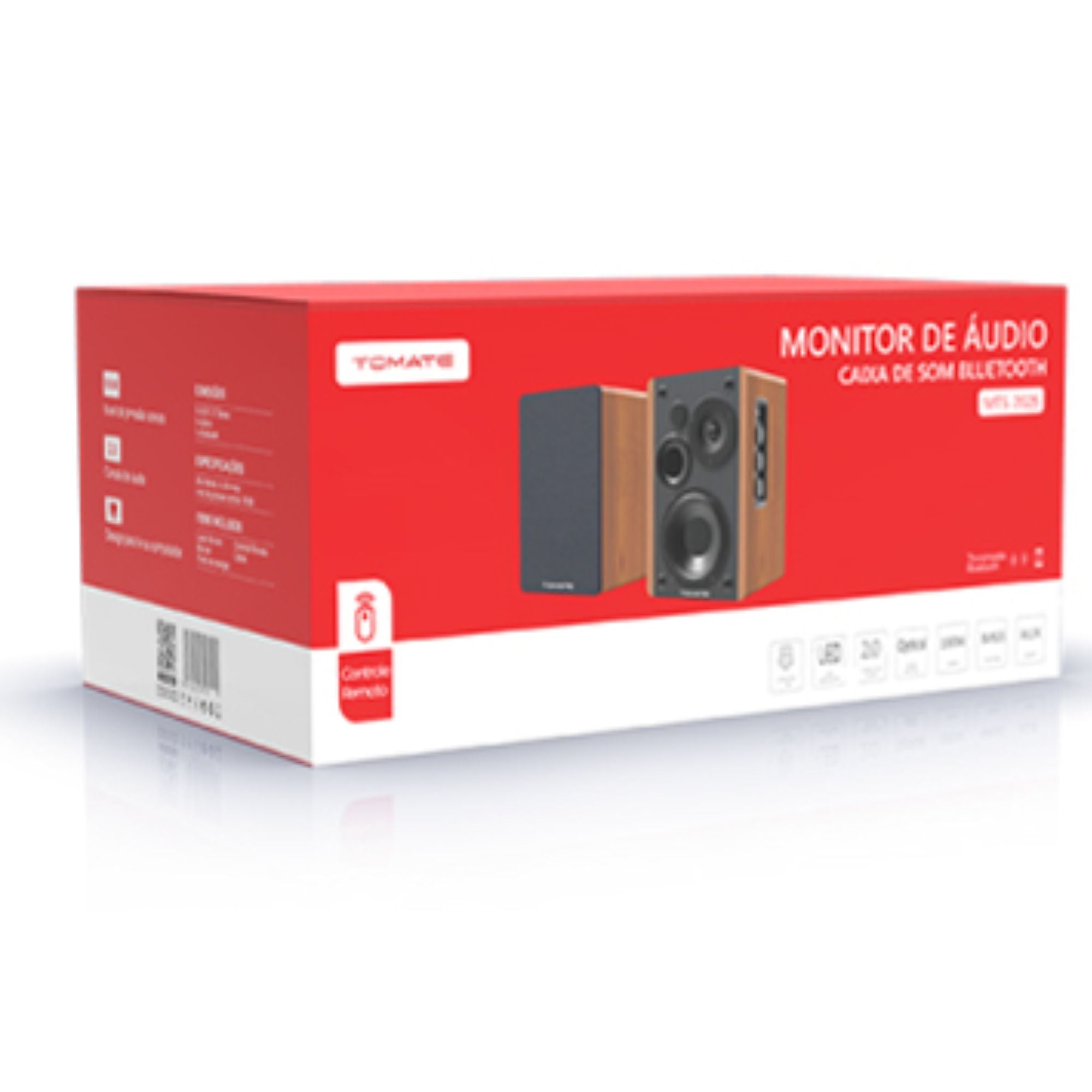 Caixa Som Alto-falante Tomate Com Bluetooth Madeira Mts-2026