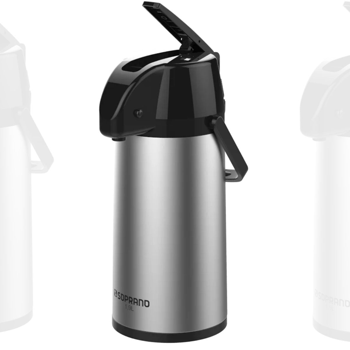 Garrafa Térmica Exclusiva 1,9 Litros Inox e preto Soprano