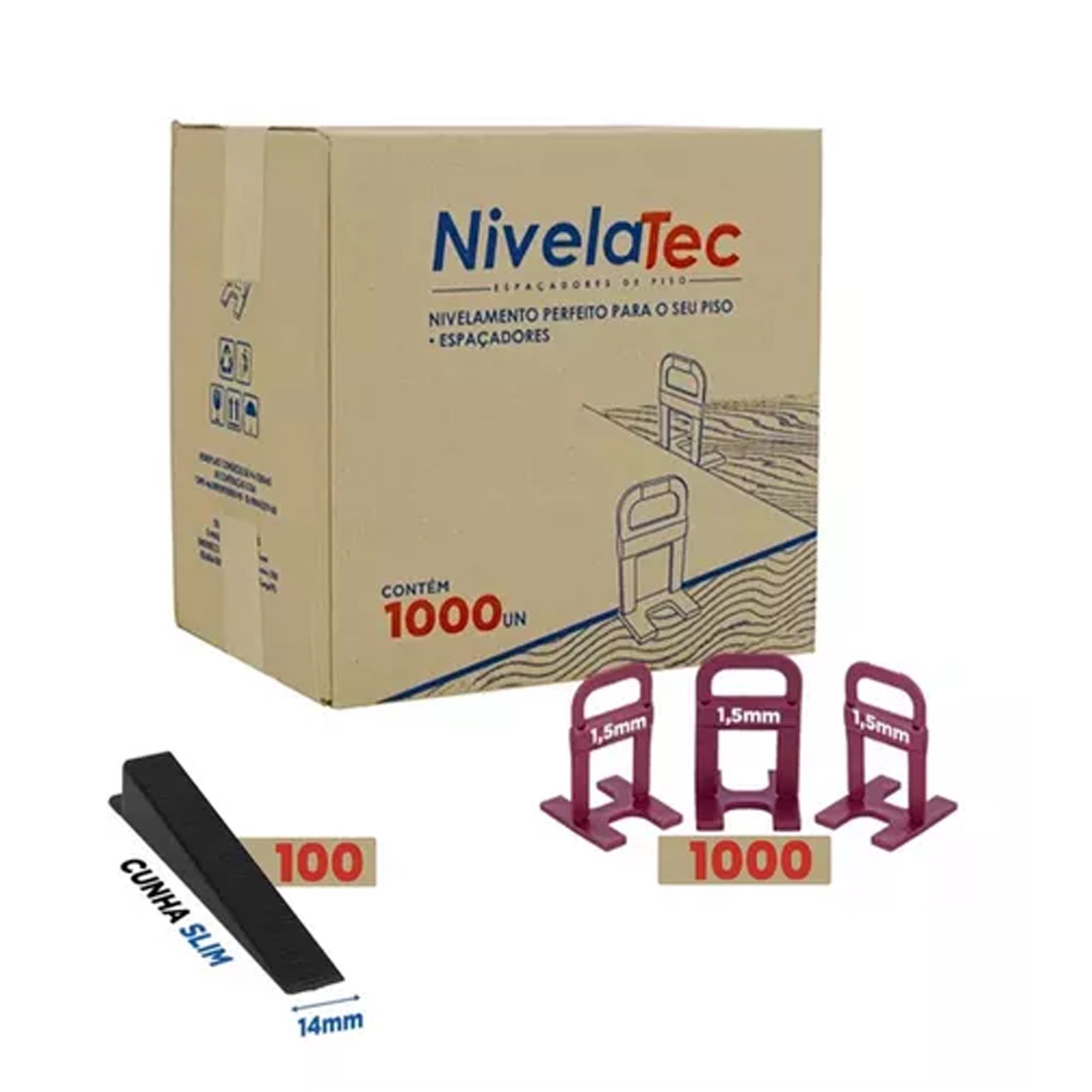Espaçador Nivelador 1,5mm 1000un + 100un Cunhas