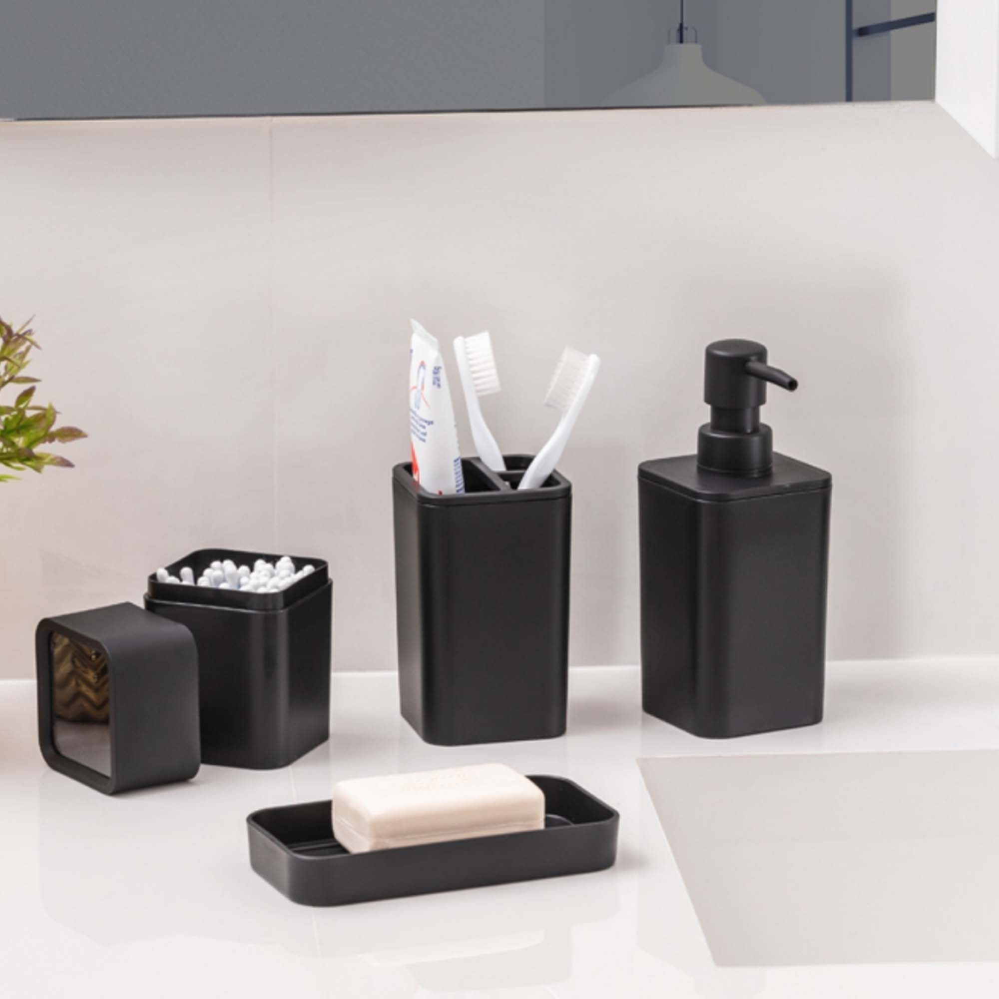 Porta Escova De Dente Acabamento Fosco Preto Soprano