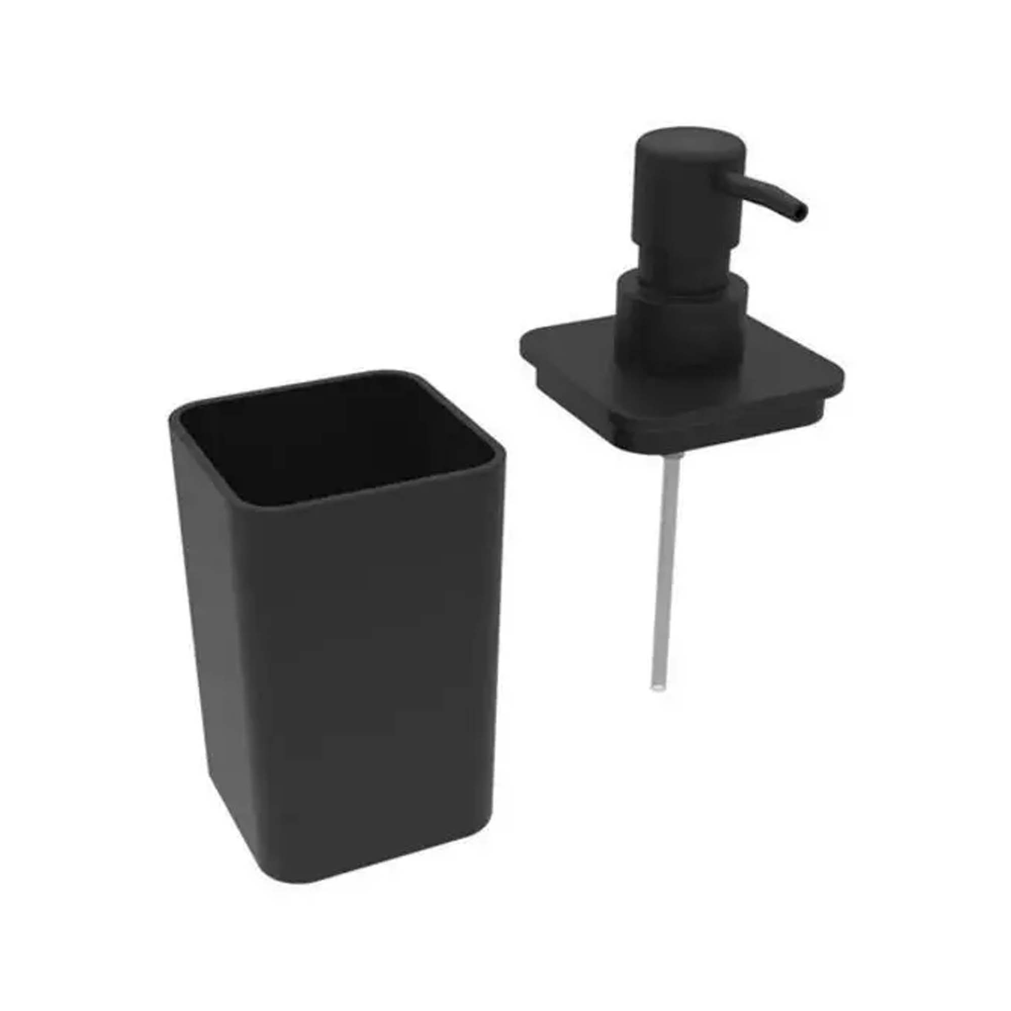 Porta Sabonete Liquido Banheiro Preto/Chumbo Soprano