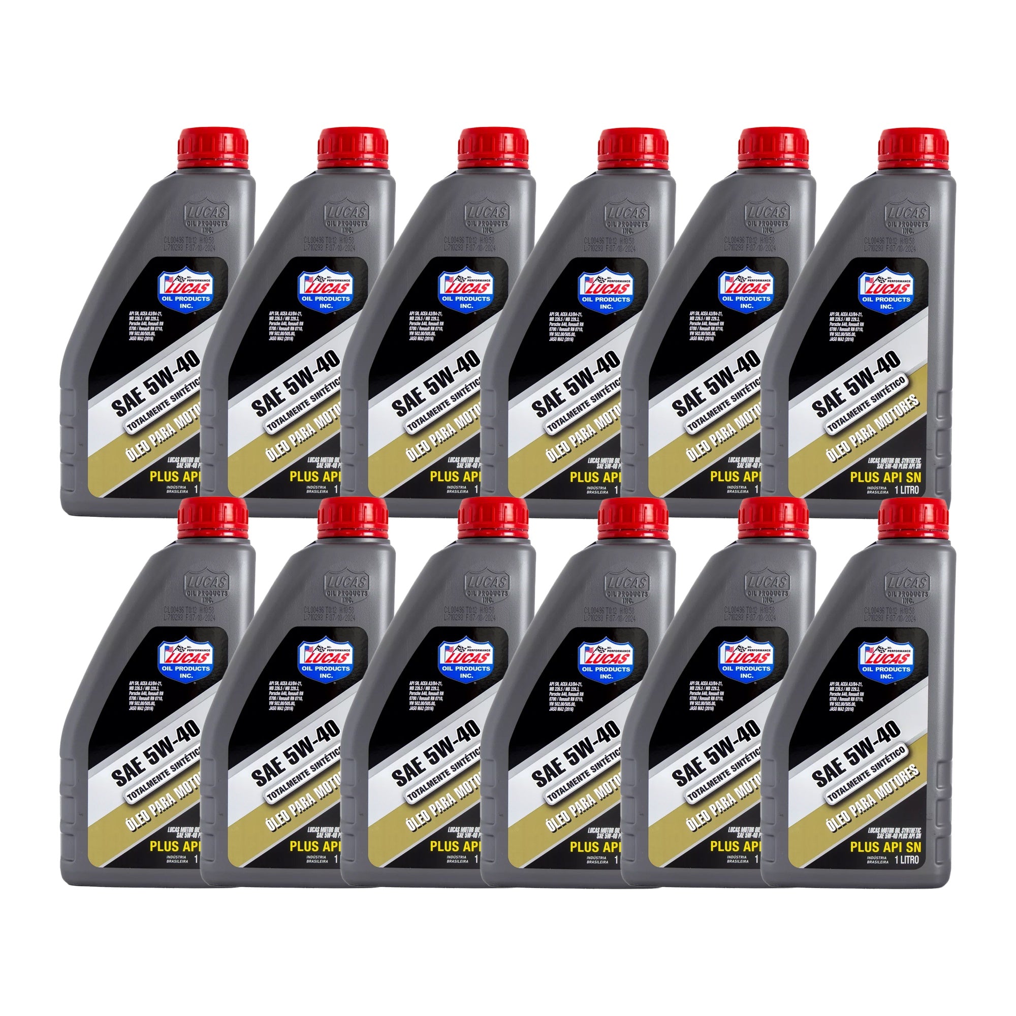 kit 12 Óleo Lubrificante Motor Sintético Sae 5w40 Api Sn +
