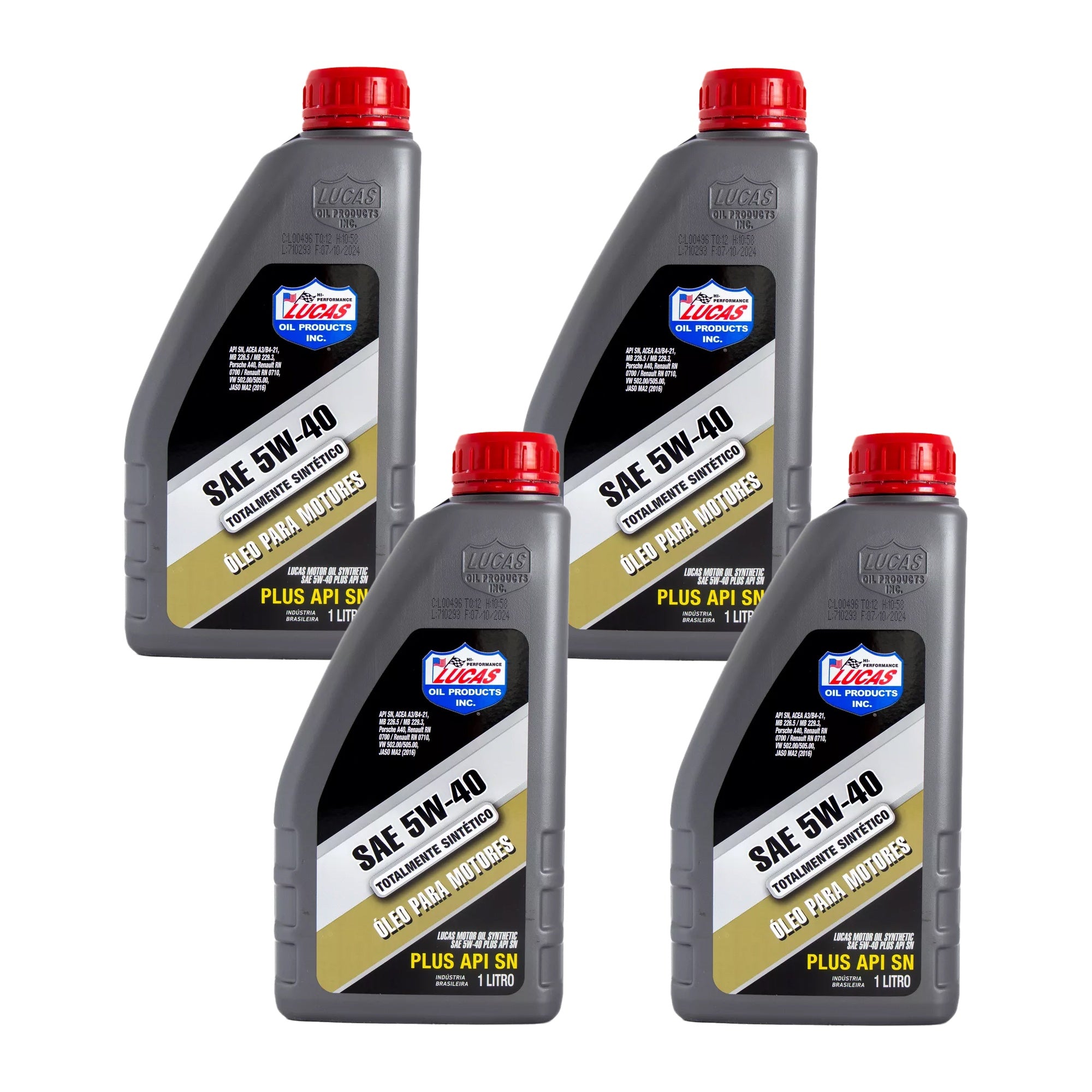 kit 4 Óleo Lubrificante De Motor Sintético Sae 5w40 Api Sn +