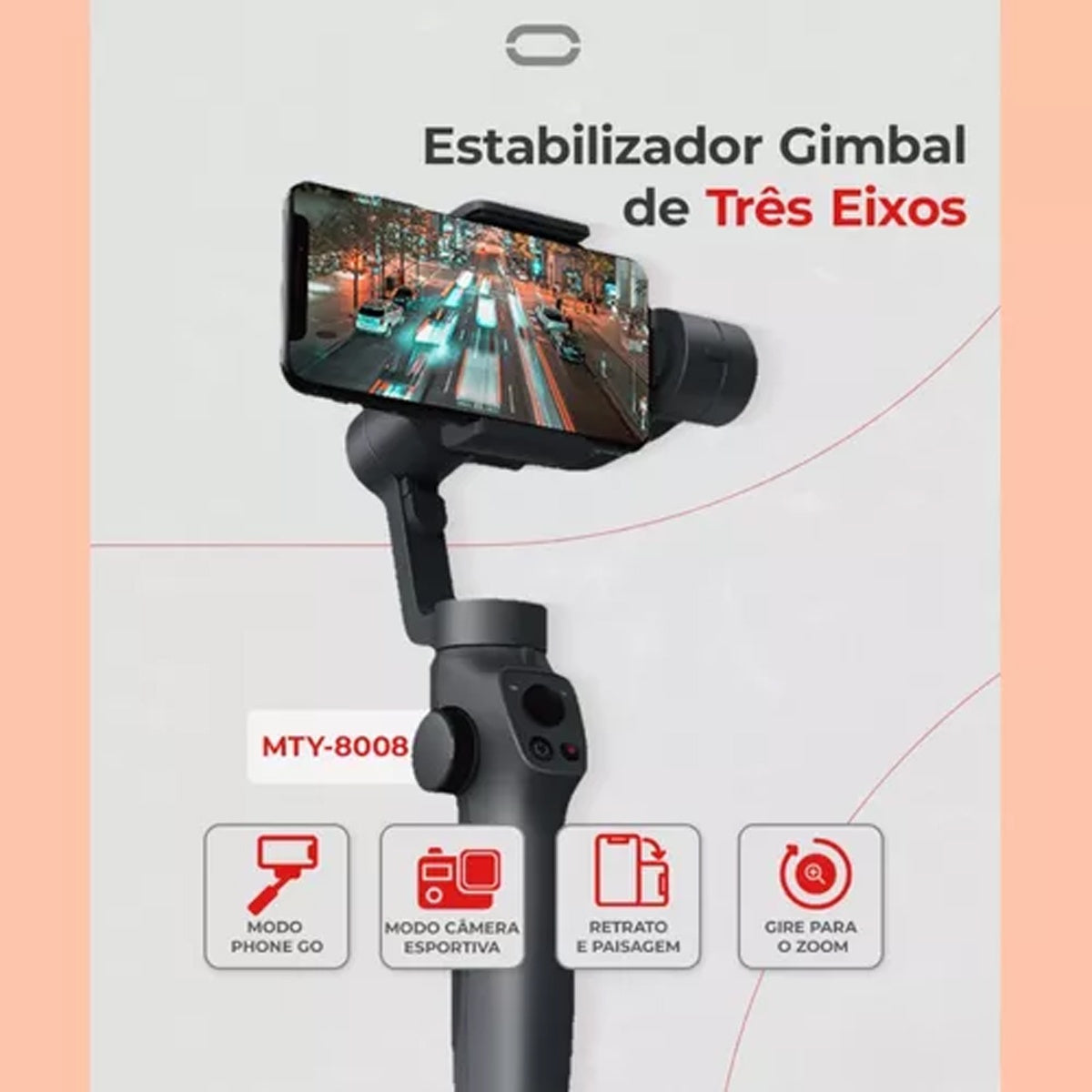 Estabilizador Celular Gimbal 3 Eixos Imagem Vídeo