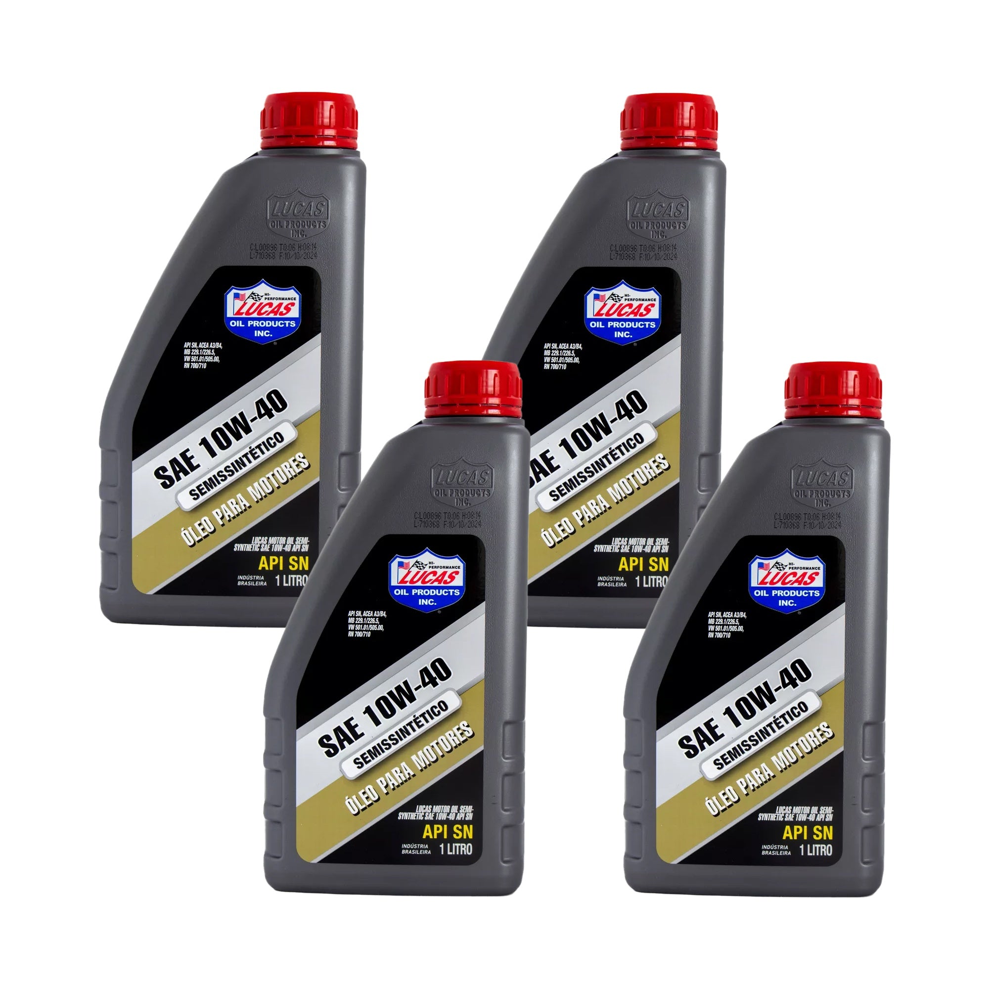 Kit 4 Óleo Lubrificante Motor Semisintético Sae 10w40 Api Sn