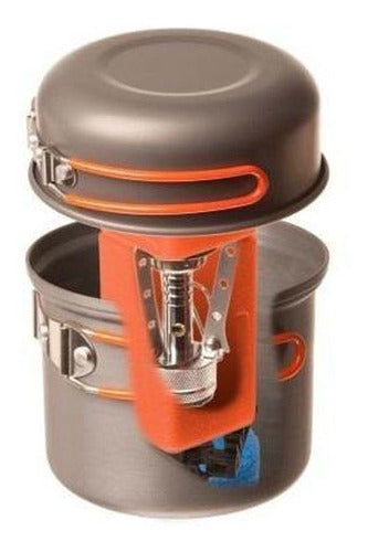 Fogareiro Camping A Gás Portátil Com 2 Panelas 360 Degrees