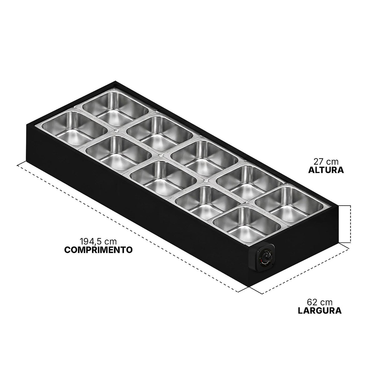 Buffet Térmico de Mesa Aquecido Saro BFM10 10 Cubas com Tampa