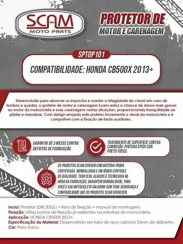 Protetor De Motor Carenagem Cb500x Cb 500 X 2013 Diante Scam