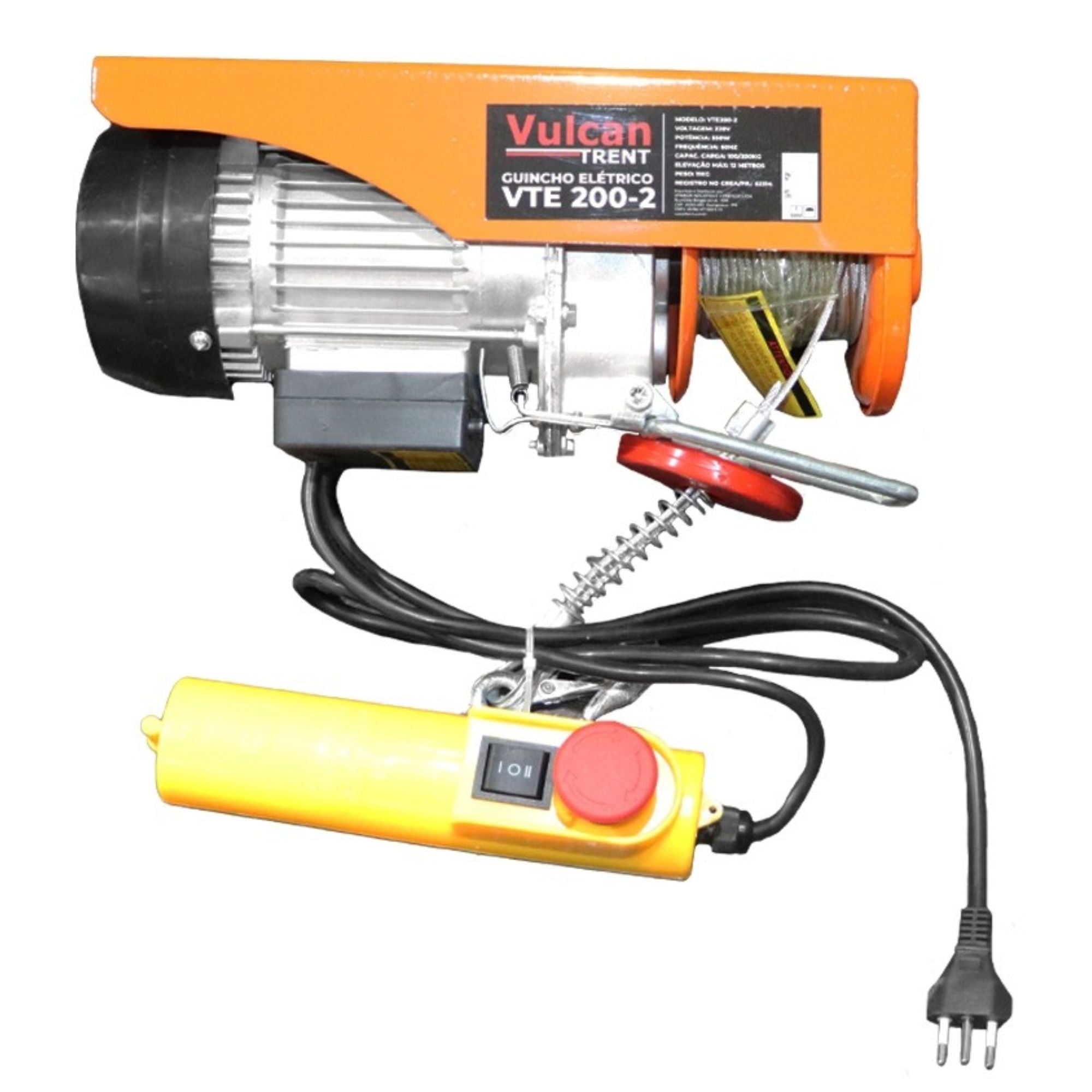 Guincho Elétrico 550W 100/200kg 220V 12m Vulcan VTE200-2