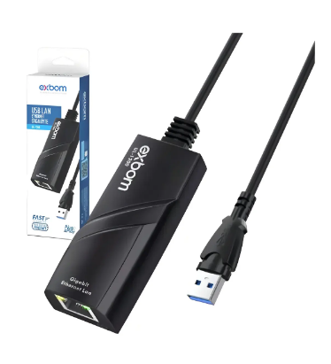 Adaptador de Rede USB 3.0 para RJ45 Gigabit 10/100/1000 Mbps Exbom UL-1200