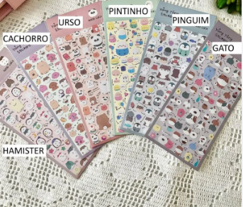 Adesivo Decorativo Animais e Cerejeira para Agendas e Cadernos Uniso KMD-095