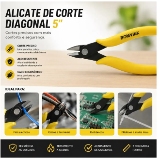 Alicate de Corte Diagonal 5 Polegadas Bomvink BOM-1617
