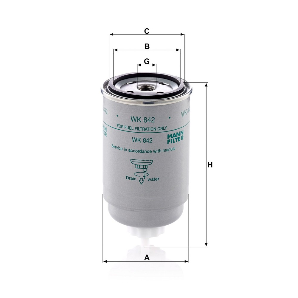 Filtro Blindado Combustível Mann-filter WK842 Massey Ferguson MF 297/MF 660 4X4/MF 290 4X2/MF 297 4X4/MF 299 4X4/MF 290 4X4/MF 610/MF 38/MF 630 4X4
