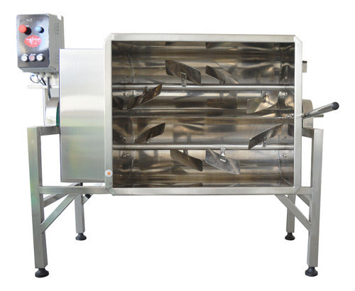 Misturador Eletrico De Carne 70 Litros 2 Eixos Inox Design