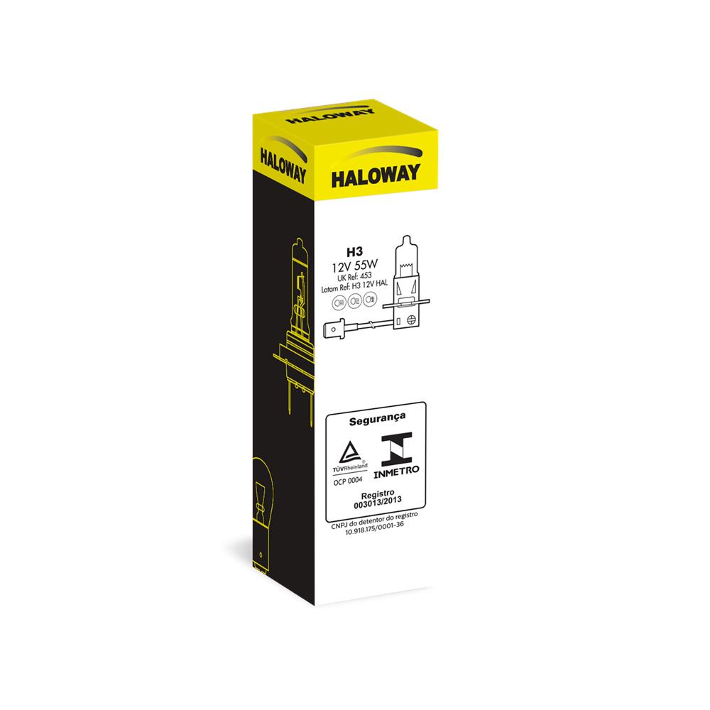 Lâmpada Standard H3 12v 55w Haloway H3 12V HAL Universal Automovéis e Utilitários Leves
