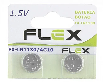Bateria Botão LR1130 AG10 1.5V com 14 Unidades Flex FX-LR1130/AG10