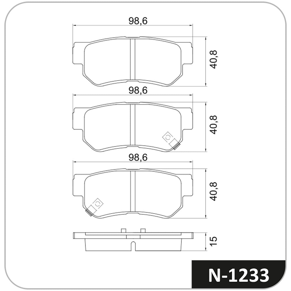Pastilha de Freio Cobreq N1233 Kia Optima/Carens/Magentis/Sportage/Cadenza/Opirus, Hyundai Tucson/Azera/Sonata/Elantra/Santa FÉ