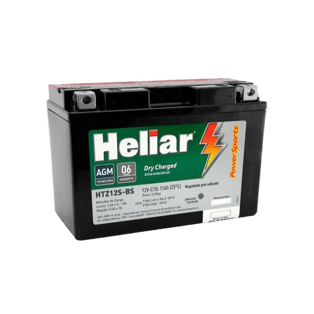 Heliar Dry Charged 11ah Heliar HTZ-12S-BS Bmw S 1000, Honda NC 700X/CH 125 Spacy/Vtr 1000F