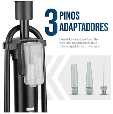 Bomba de Ar Manual Portátil Com Manômetro Para Bicicleta, Moto e Bolas Bomder BOM-8806