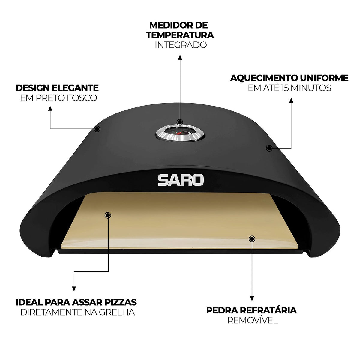 Forno Assador para Fogão Saro FB35 para Pizza, Pães e Bolos