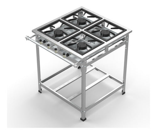 Fogão Industrial Inox 4 Duas Bocas Alta Pressão
