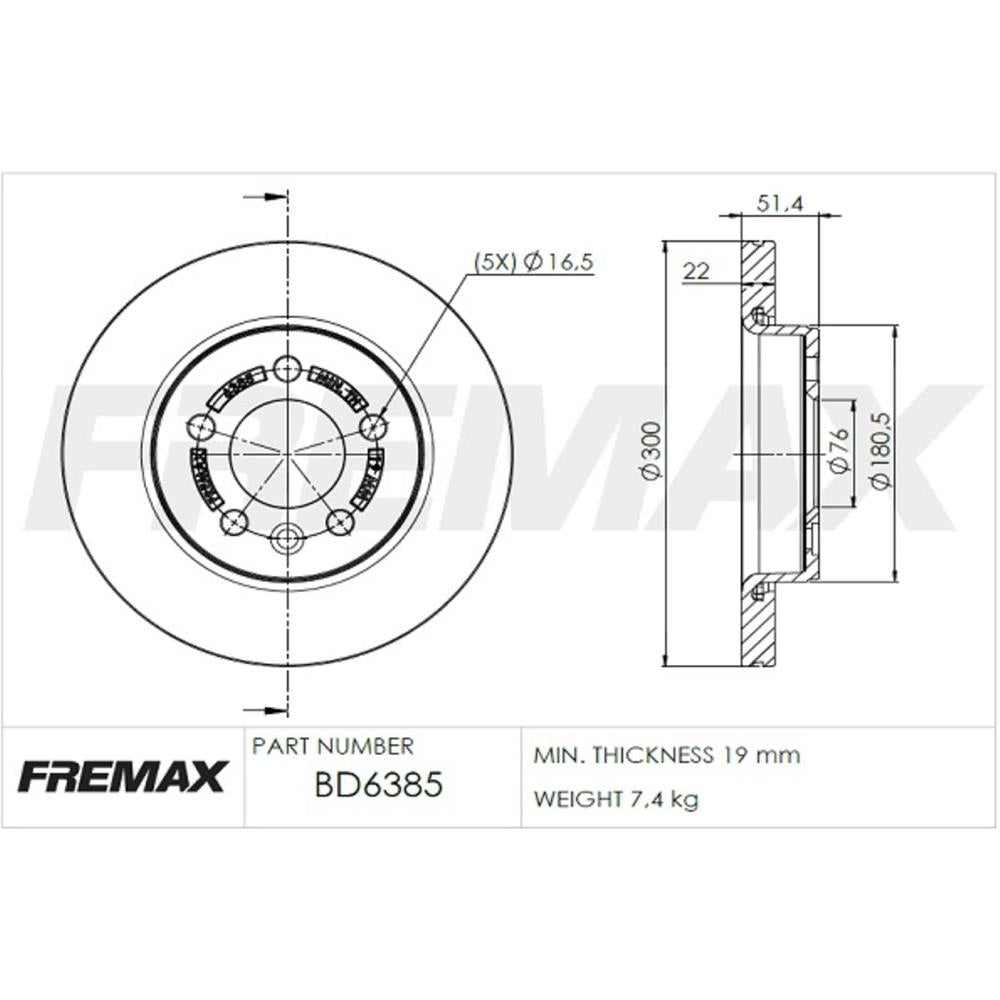 Disco Traseiro Fremax BD6385 Caixa com 2 VW Amarok