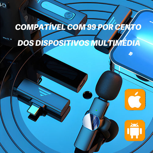 Microfone Lapela Sem Fio Profissional Mini Portátil Youtuber