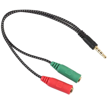 Cabo Adaptador de Áudio P3 Fêmea para 2 P2 Machos Fone e Microfone Knup KP-HM040