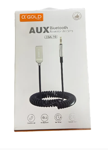 Cabo Auxiliar P2 com Bluetooth 5.3 de 1,2m A'Gold CBA-10