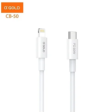 Cabo de Dados USB Type-C para Lightning iPhone 1m 30W Branco A'Gold CB-50
