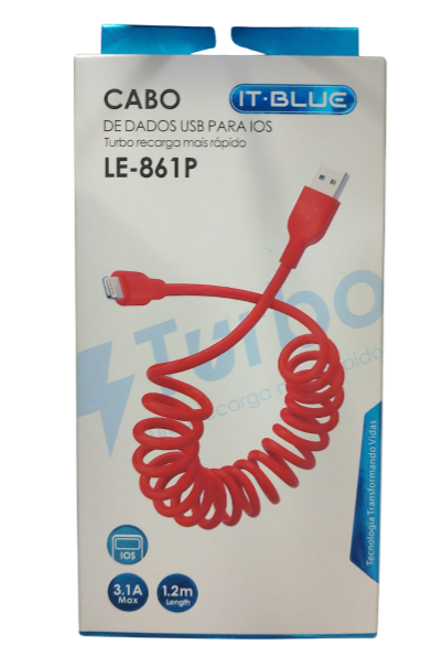 Cabo de Dados USB Turbo para iPhone Espiral 1,2m It-Blue LE-861P