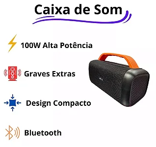 Caixa de Som Bluetooth Portátil 100W Sombox D-X608