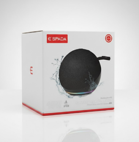 Caixa de Som Portátil Bluetooth 15W com LED RGB, USB, Cartão TF e Rádio FM Espada SM-41E