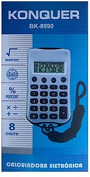 Calculadora Eletrônica 8 Dígitos com Cordão para Pescoço Konquer BK-8990