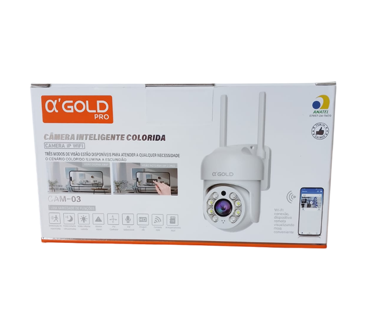 Câmera de Segurança Inteligente IP66 Visão Noturna Colorida H.265 A'Gold CAM-03