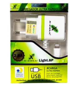 Carregador para iPhone com 1 Porta USB 2.8A e Cabo Lightning X-Cell XC-IPH6-USB