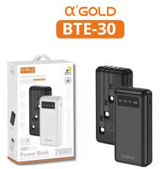 Carregador Power Bank 20000mAh 3.1A com Cabo 4 em 1 A'Gold BTE-30