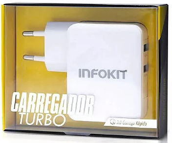 Carregador Turbo com 2 Portas USB 36W para Celular Infokit IF2U-FQ336