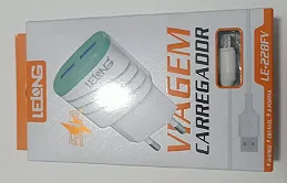 Carregador Turbo de Tomada com 2 Portas USB e Cabo V8 5.1A Lelong LE-228FV