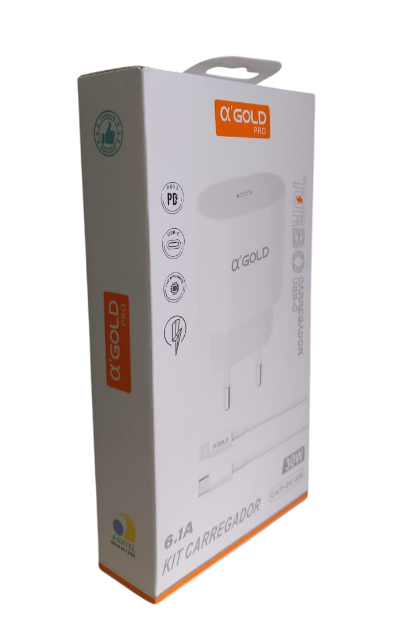 Carregador Type-C para iPhone Turbo 30W 6.1A com Porta Type-C A'Gold CA31-2