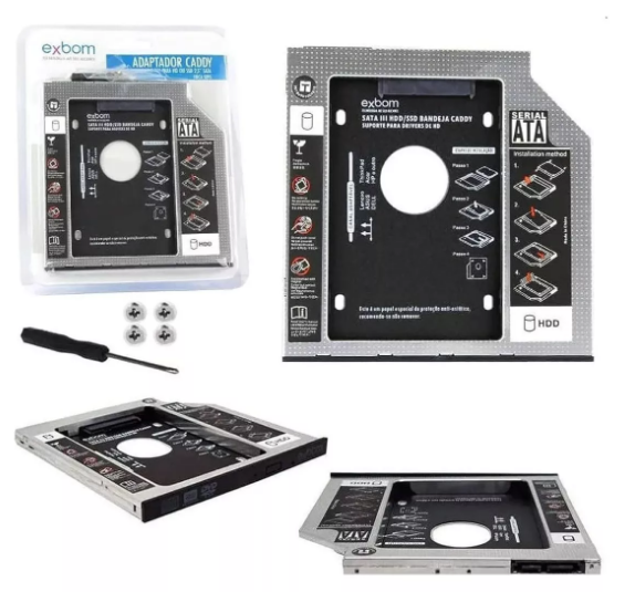 Case Caddy para HD e SSD SATA 12.7mm com Chave de Fenda e Parafusos Exbom HDCA-S127