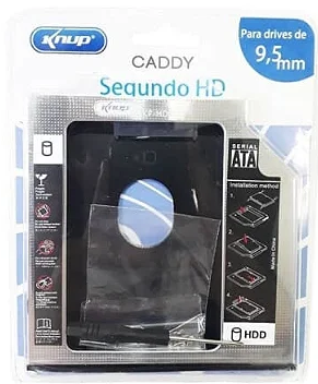 Case Caddy Adaptador para HD ou SSD SATA 9,5mm Knup KP-HD010