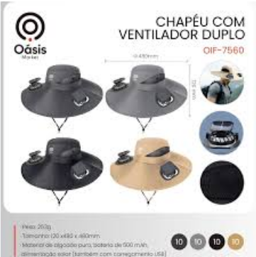Chapéu com Ventilador Proteção Solar Oasis OIF-7560