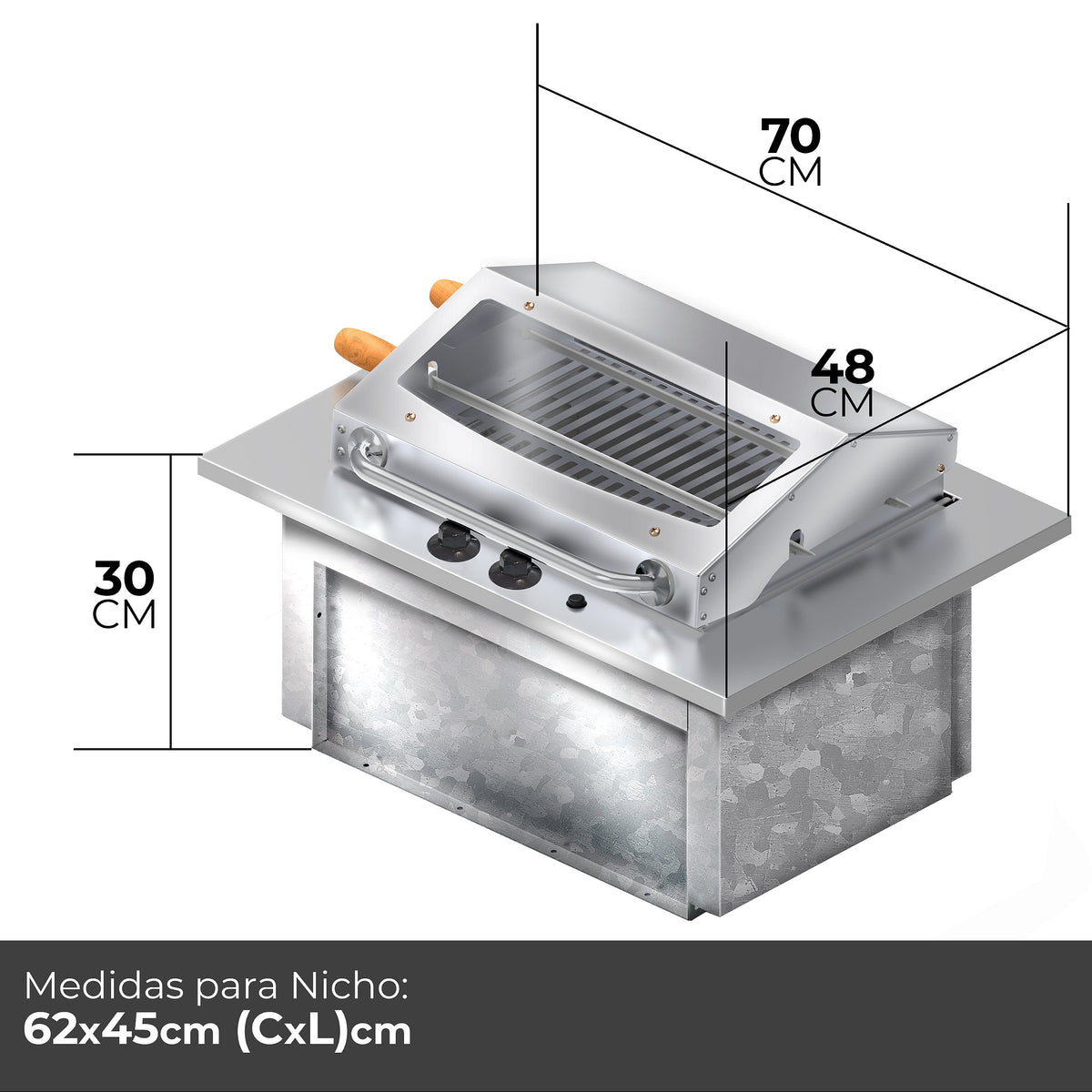 Churrasqueira Cooktop Elétrica de Embutir Saro CHE Inox 304 3.000 W