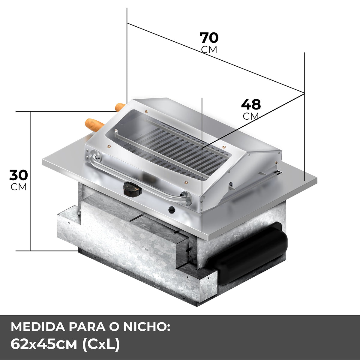 Churrasqueira Cooktop a Gás de Embutir Saro CHEG Inox 304